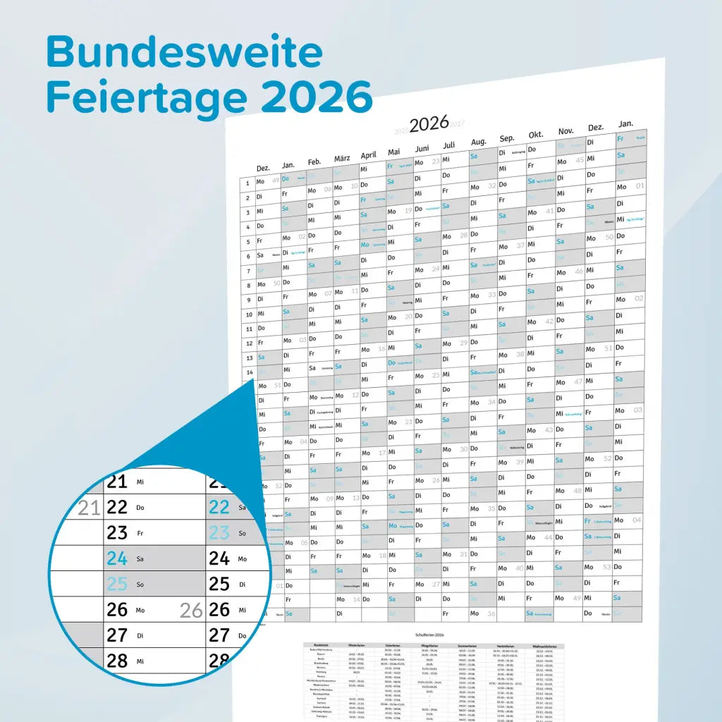 XXL Jahreskalender 2026 – Wandkalender 100x70cm