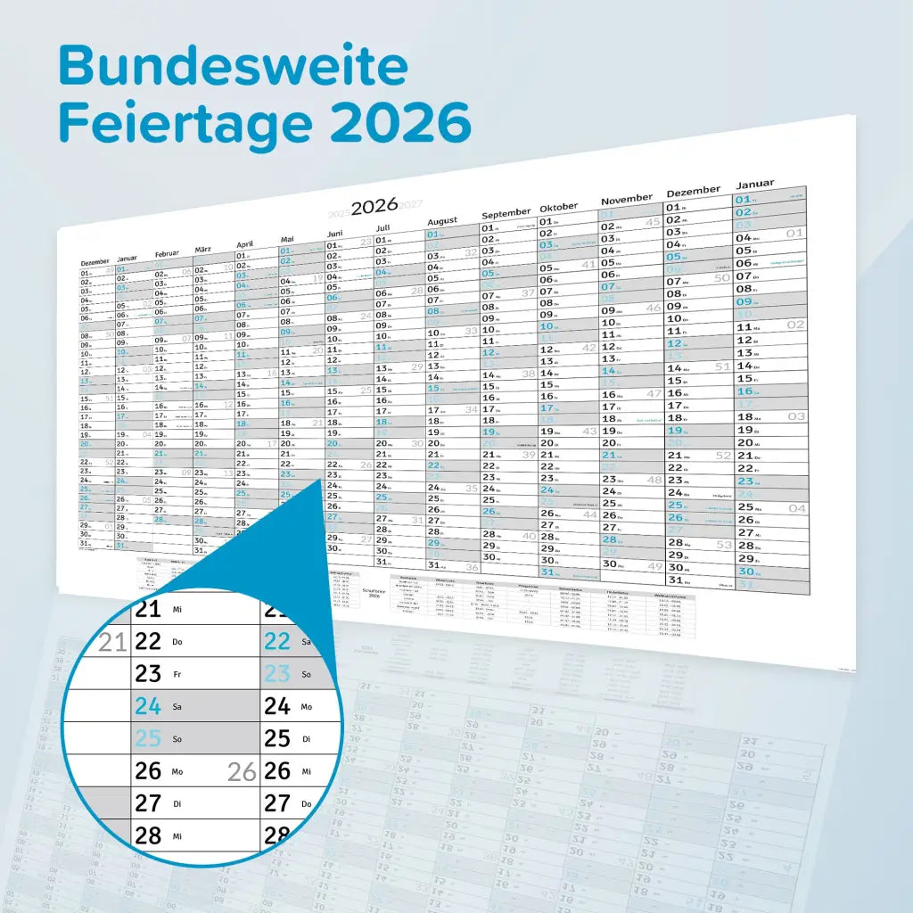 XXL Jahreskalender 2026 – Wandkalender 100x70cm
