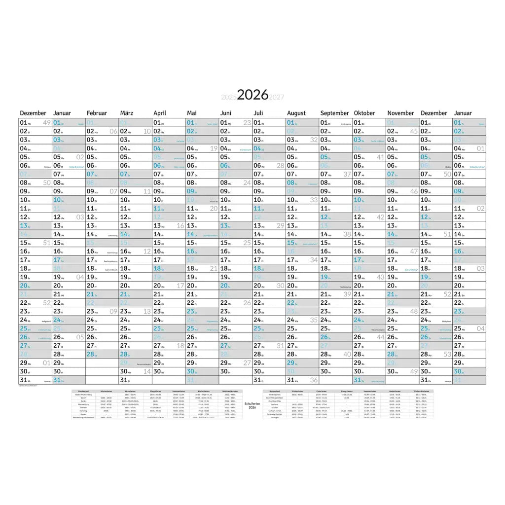 XXL Jahreskalender 2026 – Wandkalender 100x70cm