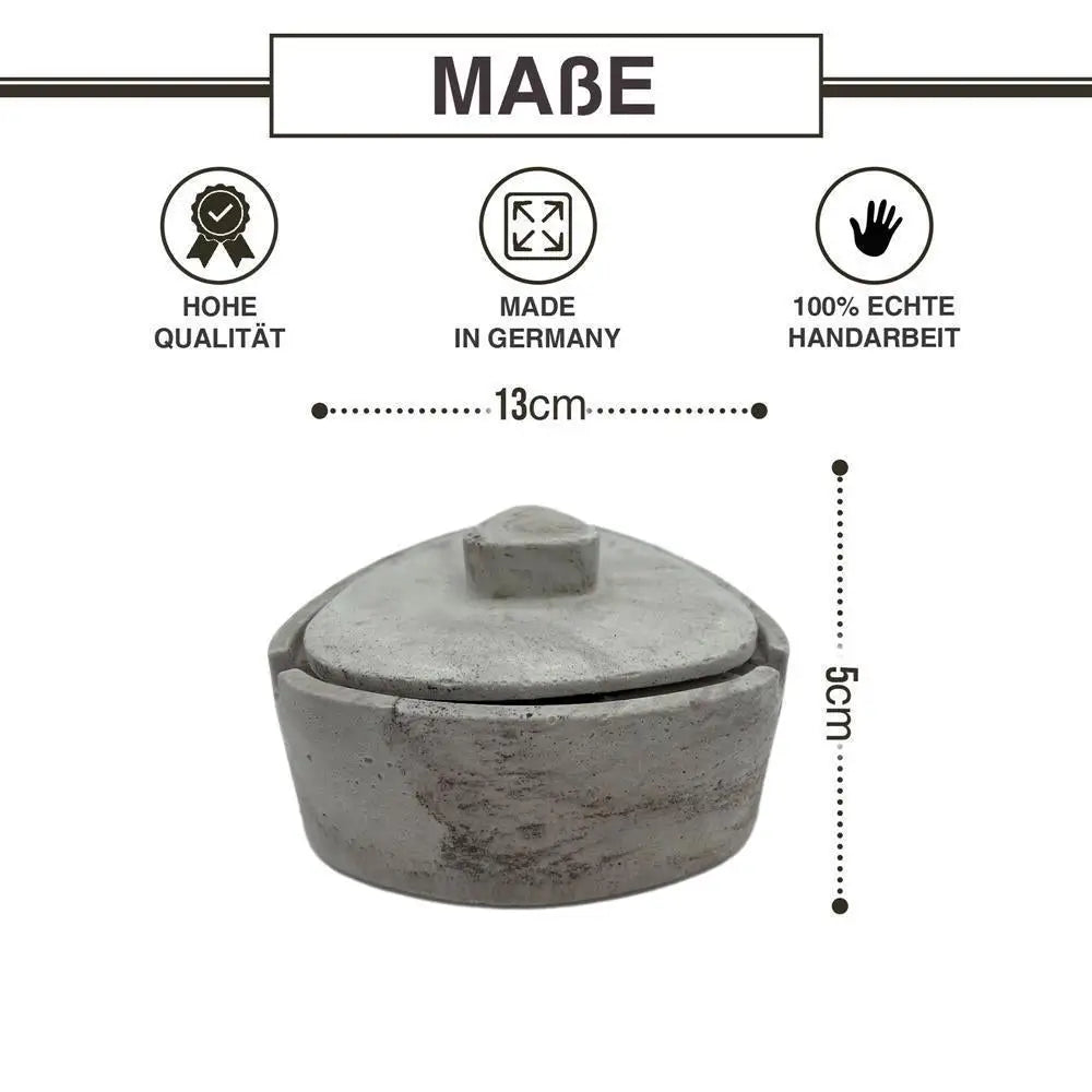 Zement Aschenbecher mit Deckel Beton Behälter Handgemacht