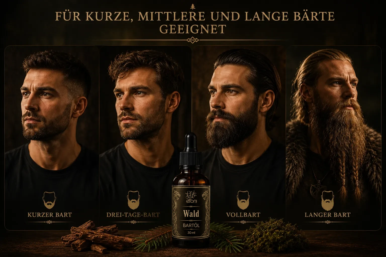 Für kurze, mittlere und lange Bärte geeignet: kurzer Bart, Drei-Tage-Bart, Vollbart und langer Bart
