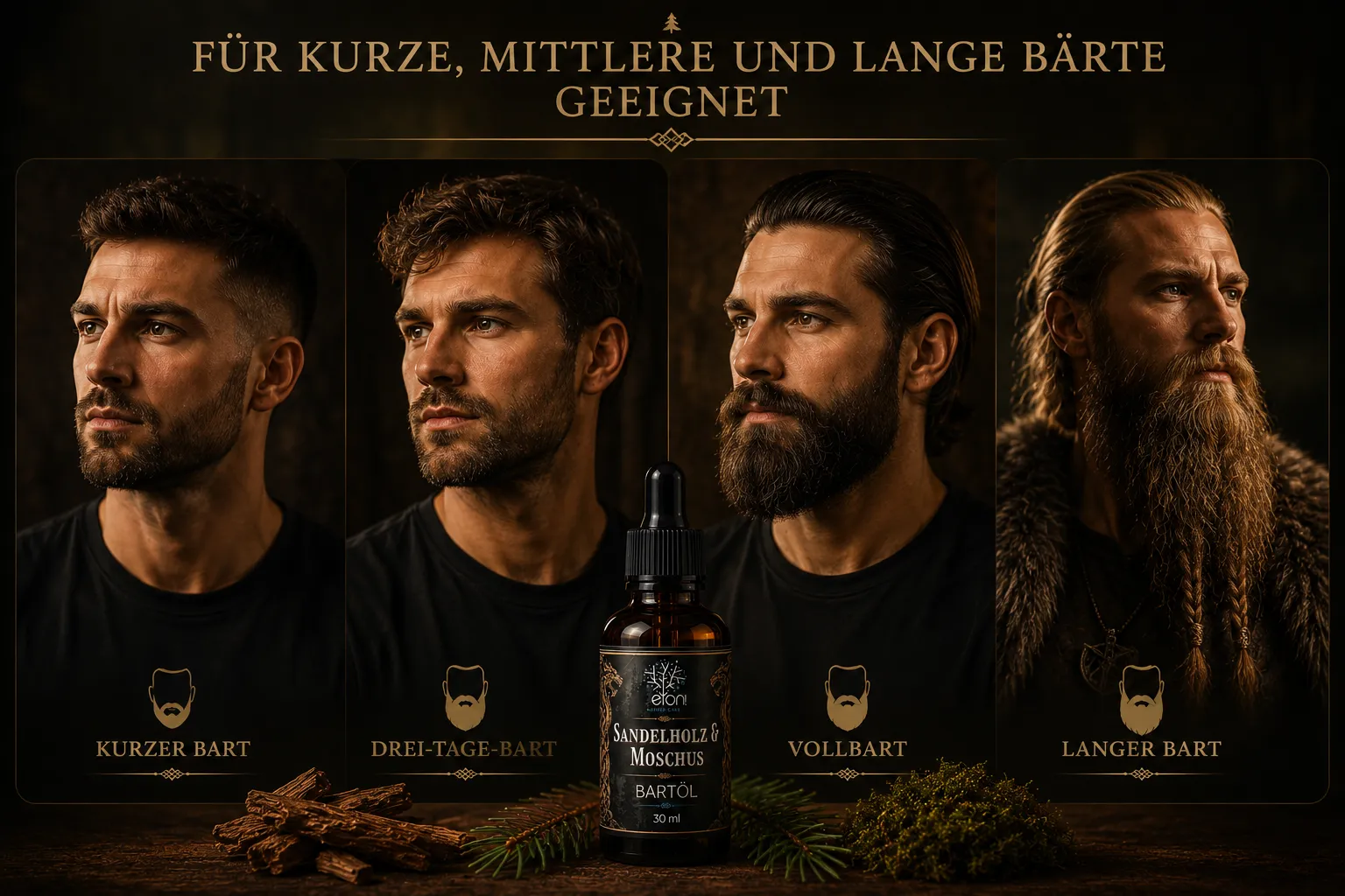 Für kurze, mittlere und lange Bärte geeignet: kurzer Bart, Drei-Tage-Bart, Vollbart und langer Bart